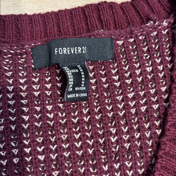 Forever 21 womens cropped sweater Size M burgundy - Picture 2 of 4